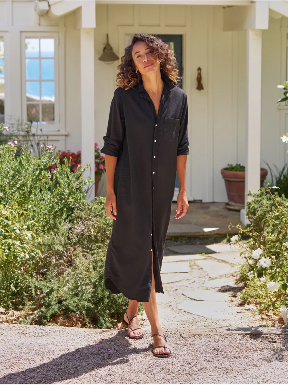 Frank & Eileen Rory Black Maxi Shirtdress